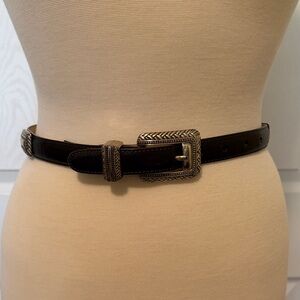 Brighton Vintage Brown Leather Belt with Silver embellishment and Buckle NWOT